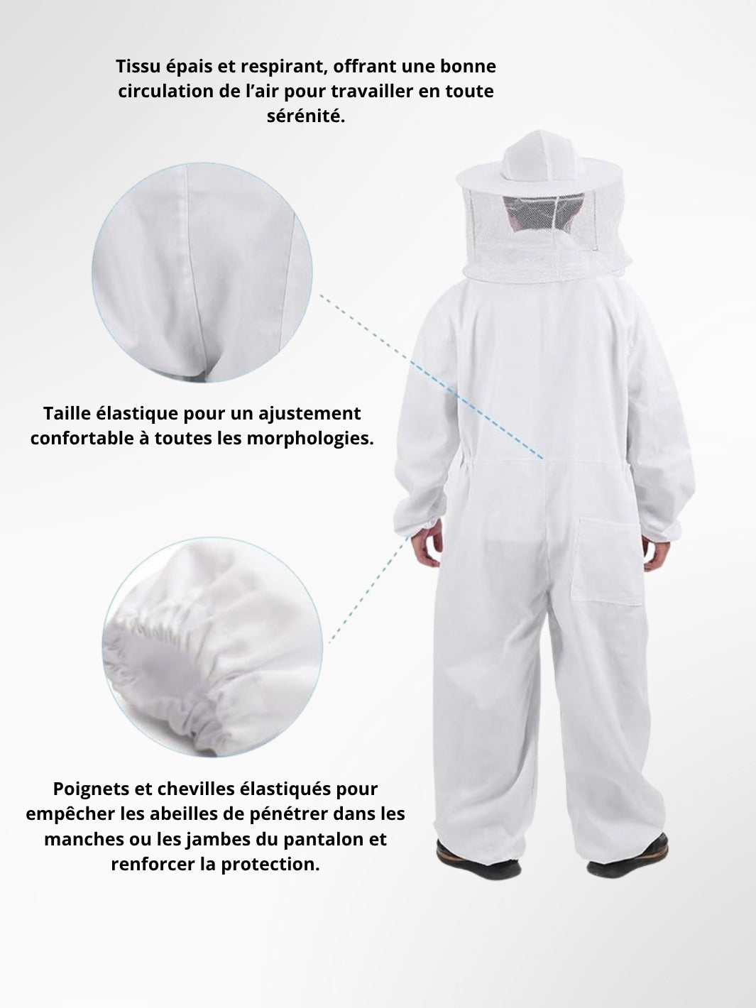 Combinaison Anti guêpes / abeilles / frelons chapeau rond