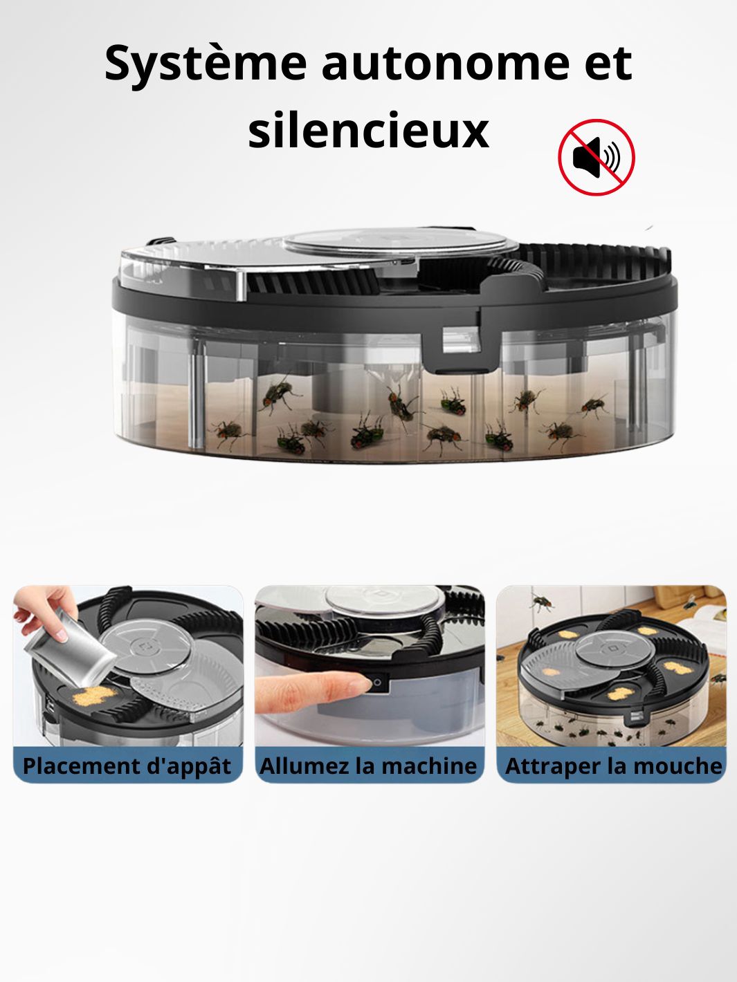 Piège à mouches électrique rotatif FlyTrap 360° 2