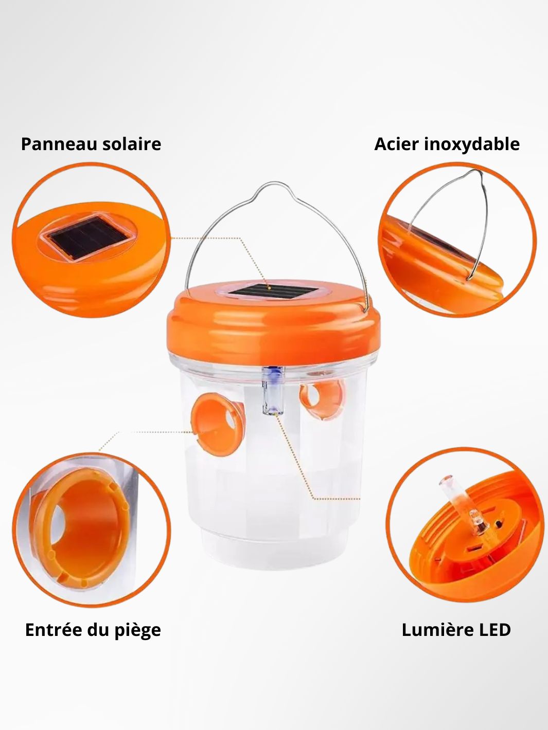 Piège à mouches / moustiques / guêpes solaire LED 3